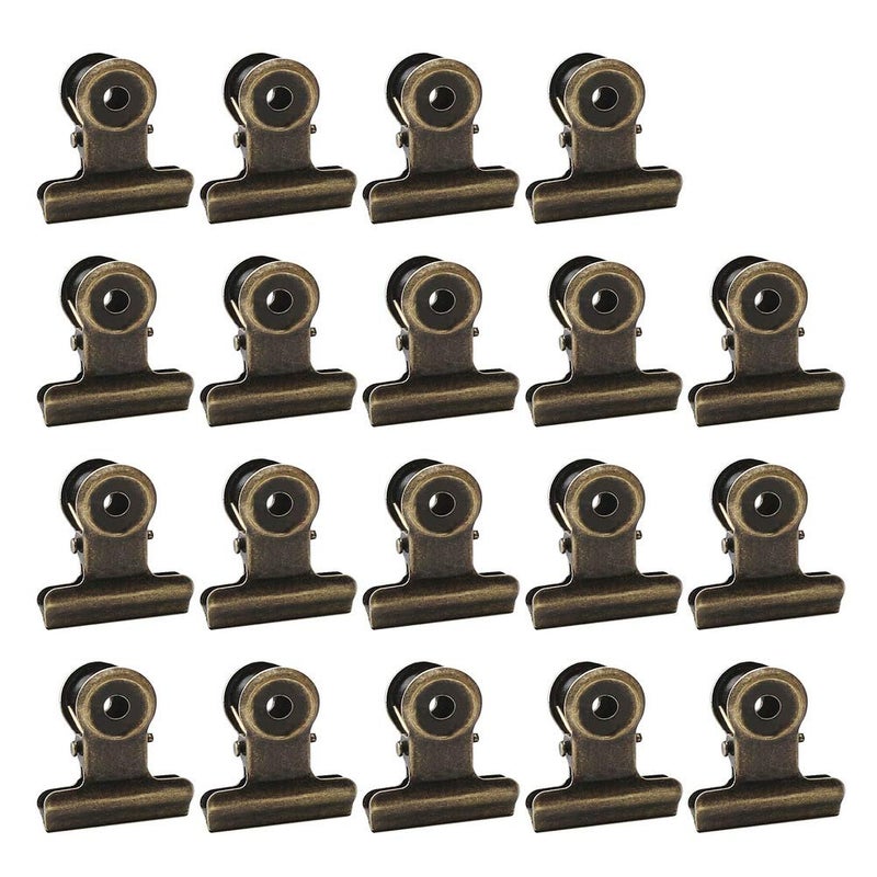 SUMAJU 100 PCS Metal Hinge Clips, Bronze Small Clips with Hole for Photos, Tags Bags, Shops, Office, Xmas Decor and Price Tag (0.87Inch/22mm) - Image 1